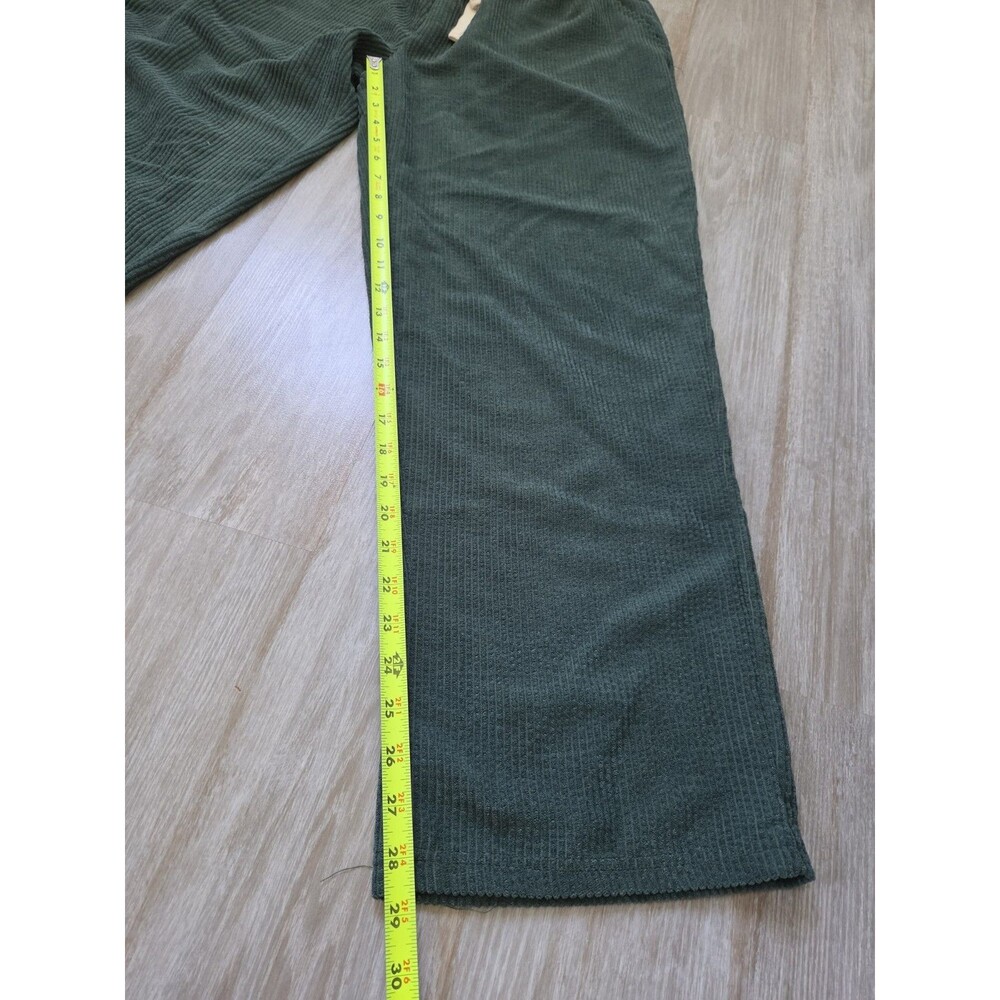 Super Massive Green Corduroy Lounge Pants Drawstring Wide Leg Womens Sz L EUC - Picture 8 of 9